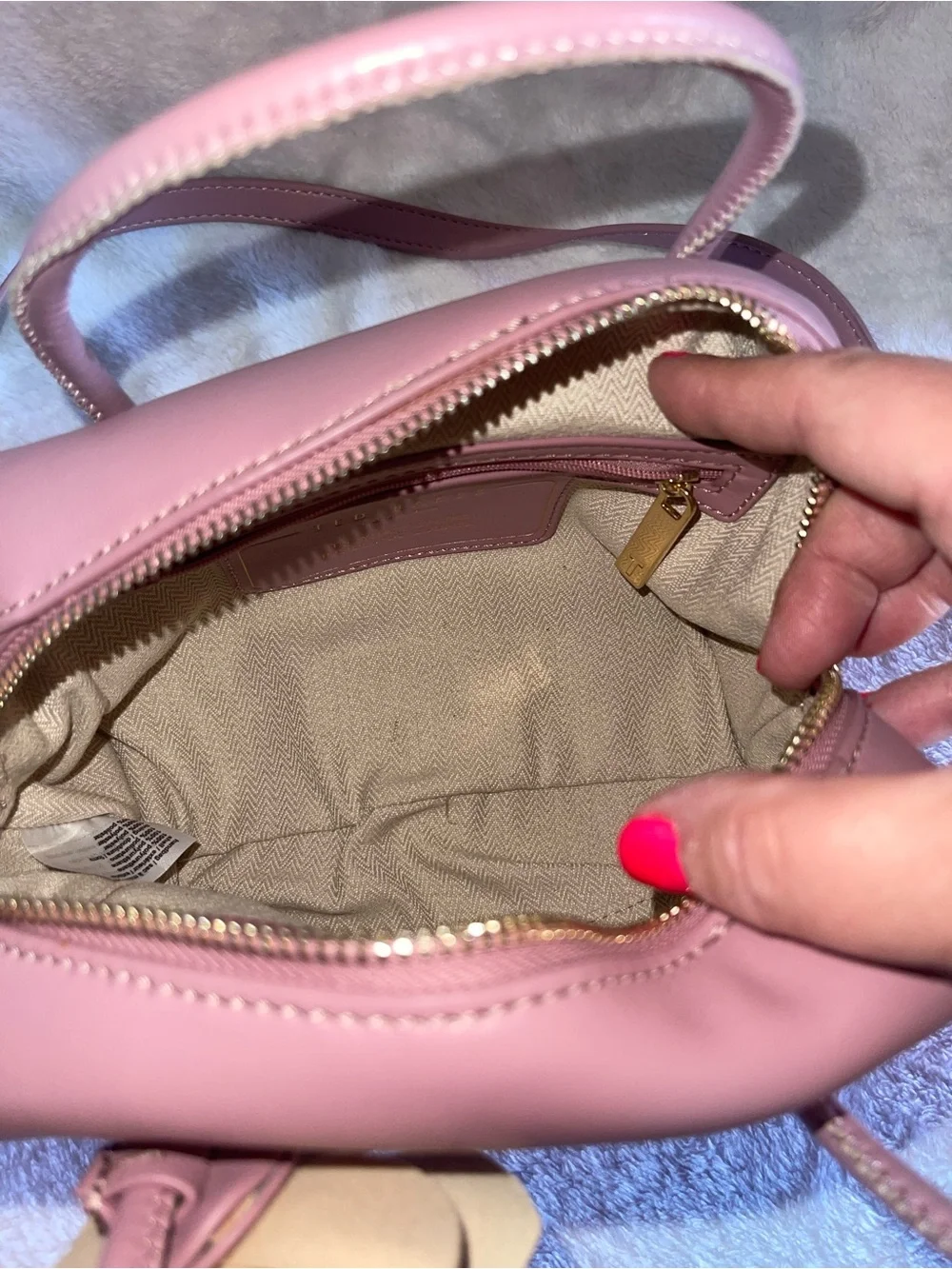 Ted Baker Blush Pink Leather Flower Hand or Shoulder Bag EUC
